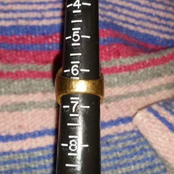 Gujarati Brass blue turquoise ring, 6.5 - Picture 4 of 5